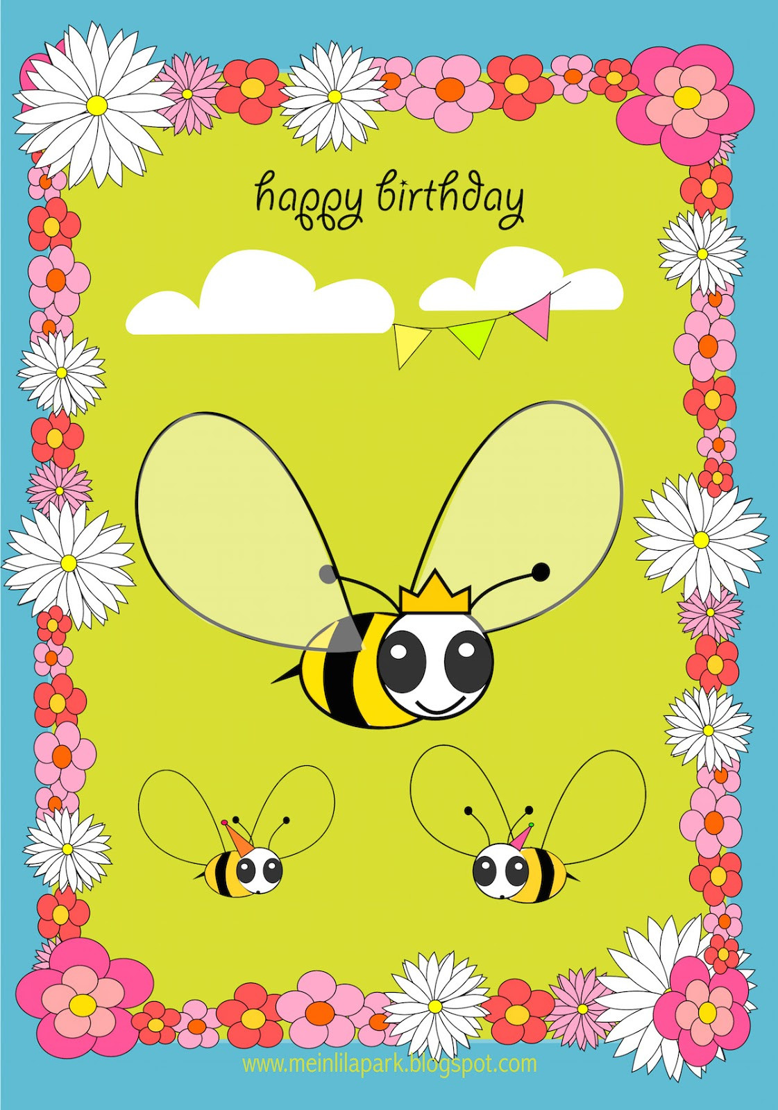 Free Birthday Card Printable
 Free printable Happy Birthday card for kids ausdruckbare