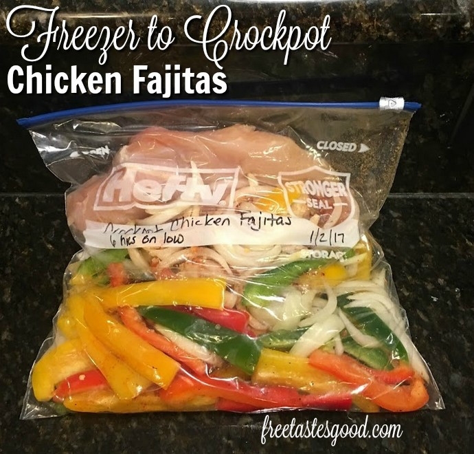 Freezer Chicken Fajitas
 Freezer to Crockpot Chicken Fajitas
