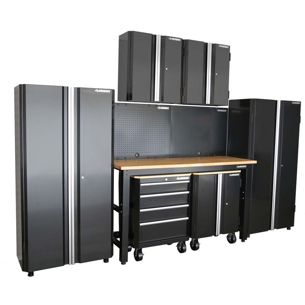 Garage Organization Home Depot
 Husky 98 in H x 145 in W x 24 in D Steel Garage Cabinet
