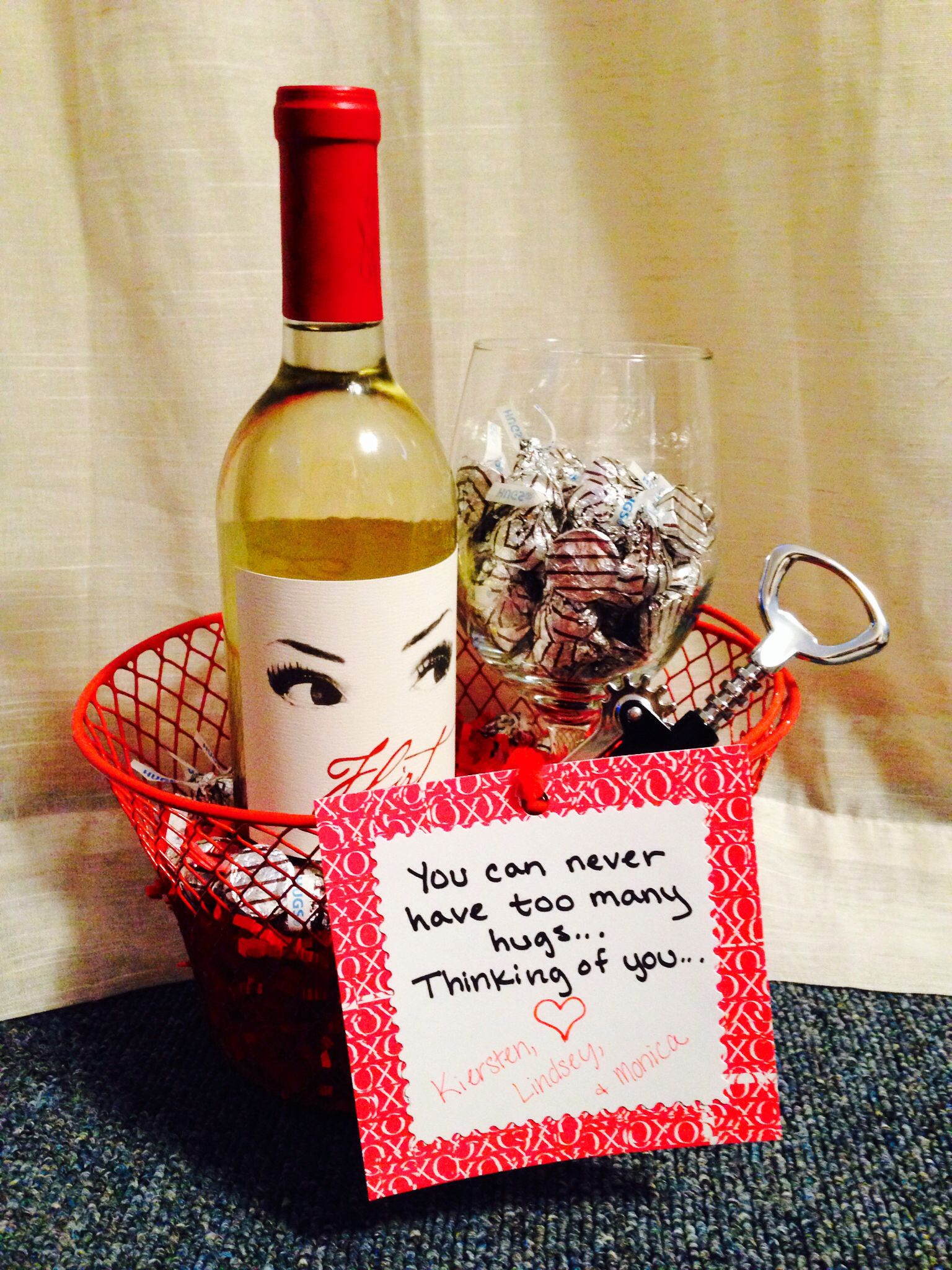Gift Basket Ideas For Death In Family
 Sympathy t for a friend Wine Wine Glass Corkscrew