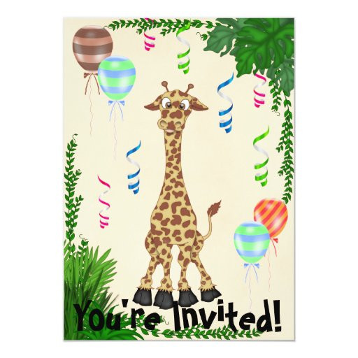 Giraffe Birthday Invitations
 Safari Giraffe Birthday Party Invitation
