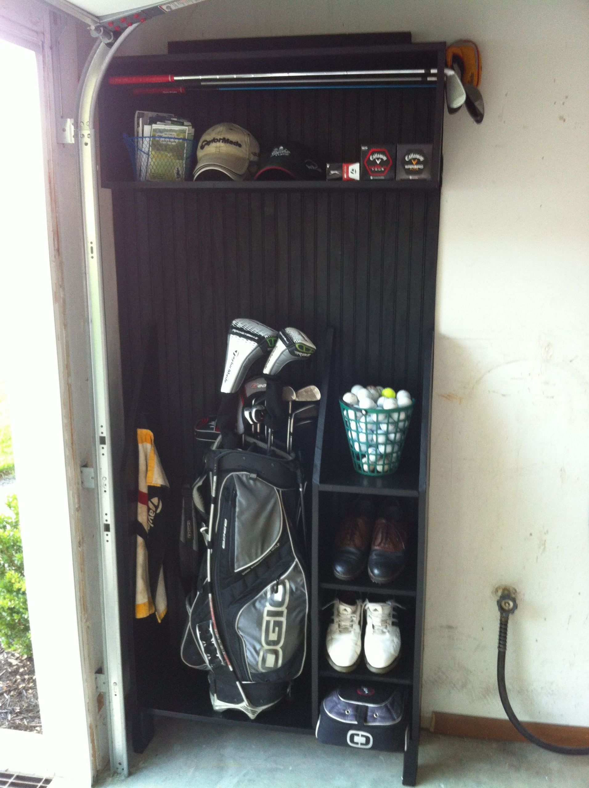 Golf Organizer For Garage
 Custom Made golf locker in my garage Made mostly from
