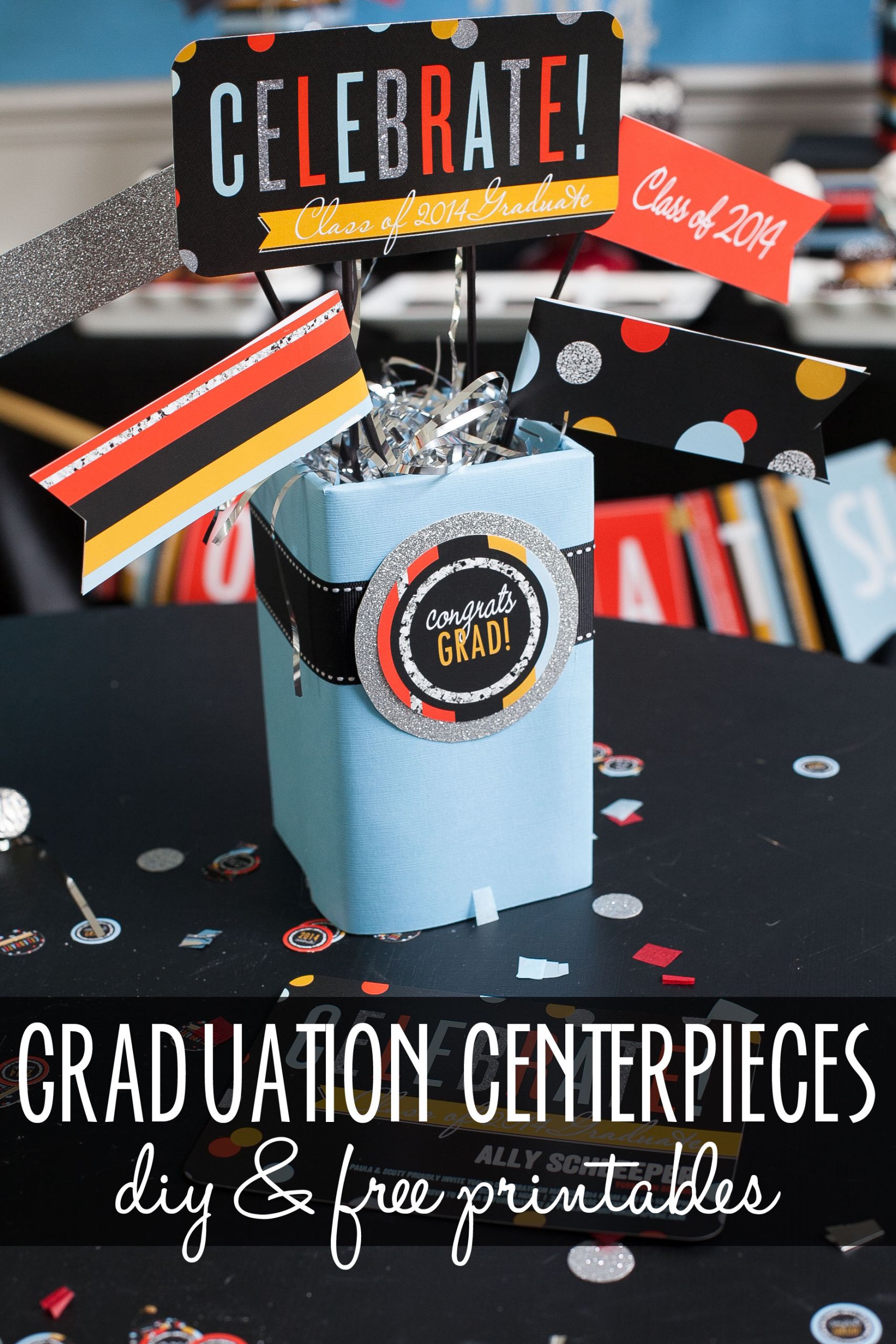 Graduation Party Centerpiece Ideas
 Graduation Party Centerpiece Tutorial and Free Printables