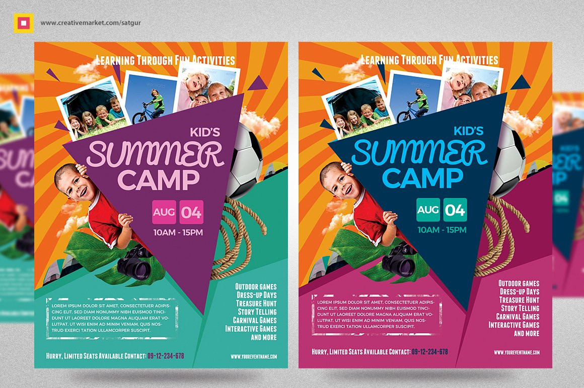 Graphic Design Summer Programs
 Kids Summer Camp Flyer V3 Flyer Templates Creative Market