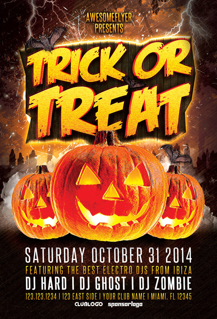 Halloween Party Flyer Ideas
 Trick Treat Halloween Party Flyer