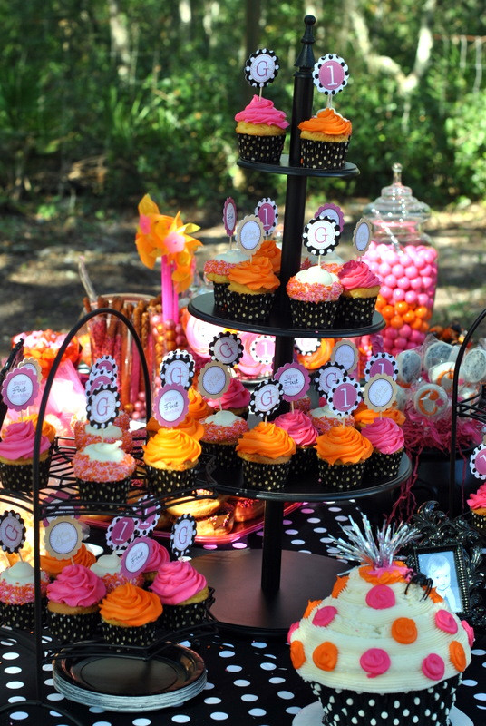 Halloween Party Ideas For Girls
 Halloween Inspired Pink Orange & Black Polka Dot 1st