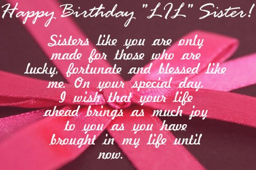 Happy Birthday Quotes Sister
 Sweet Happy Birthday Younger Sister I Love U Messages