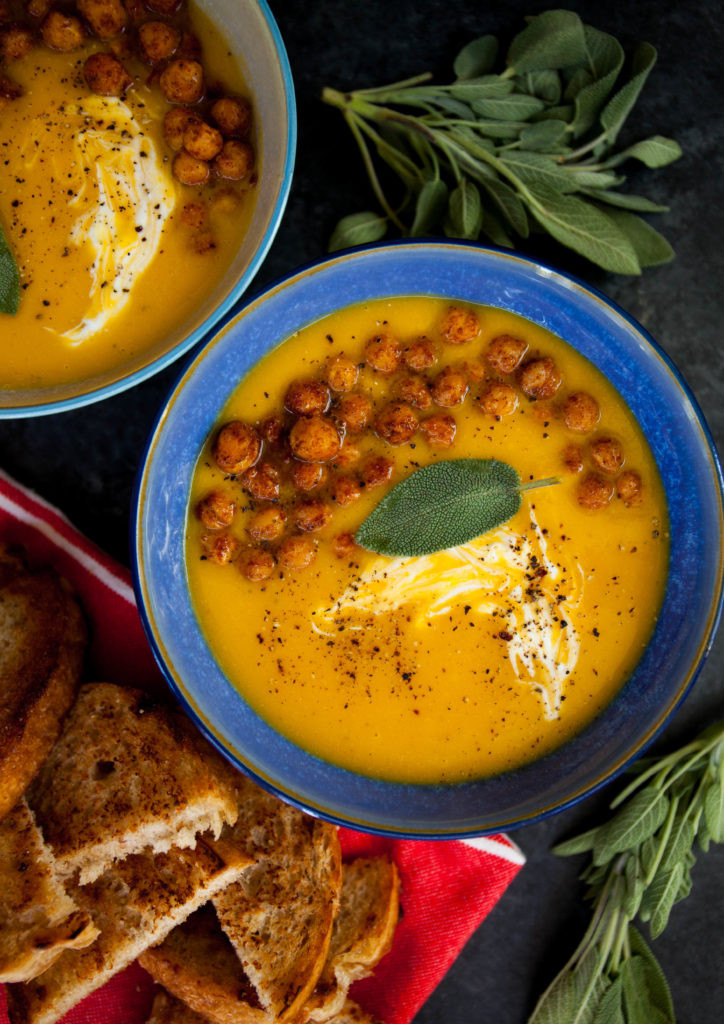 Healthy Butternut Squash Soup
 Butternut Squash Soup with Spiced Chickpeas — My Healthy Dish