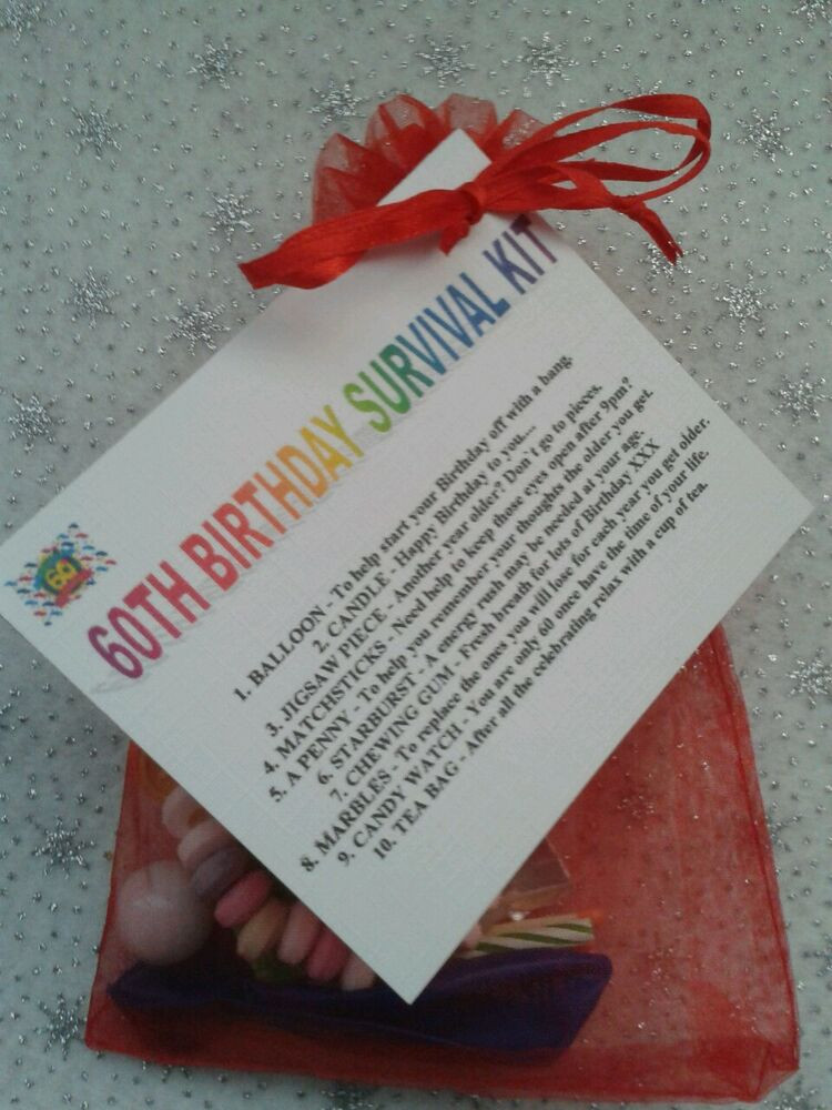 Ideas For A 60Th Birthday Gift
 60TH BIRTHDAY Survival Kit Fun Unusual Novelty Present