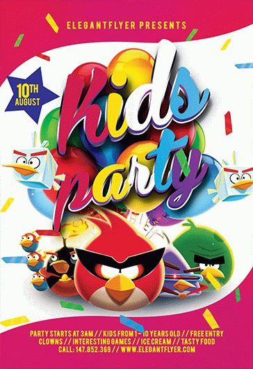 Kids Party Flyer
 Kids Angry Birds Party Flyer – by ElegantFlyer