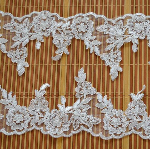Lace Trim Wedding Veil
 ivory alencon lace trimwedding veil lace trim bridal veil