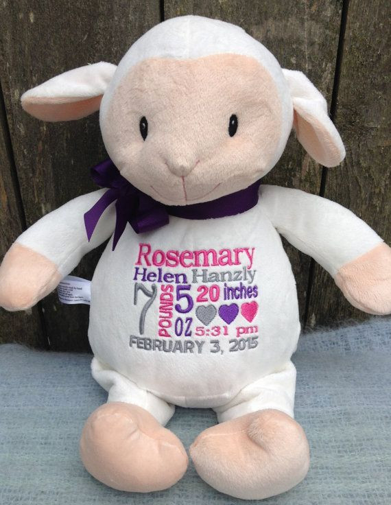 Lamb Baby Gifts
 Personalized Baby Gift Monogrammed Lamb Birth Announcement