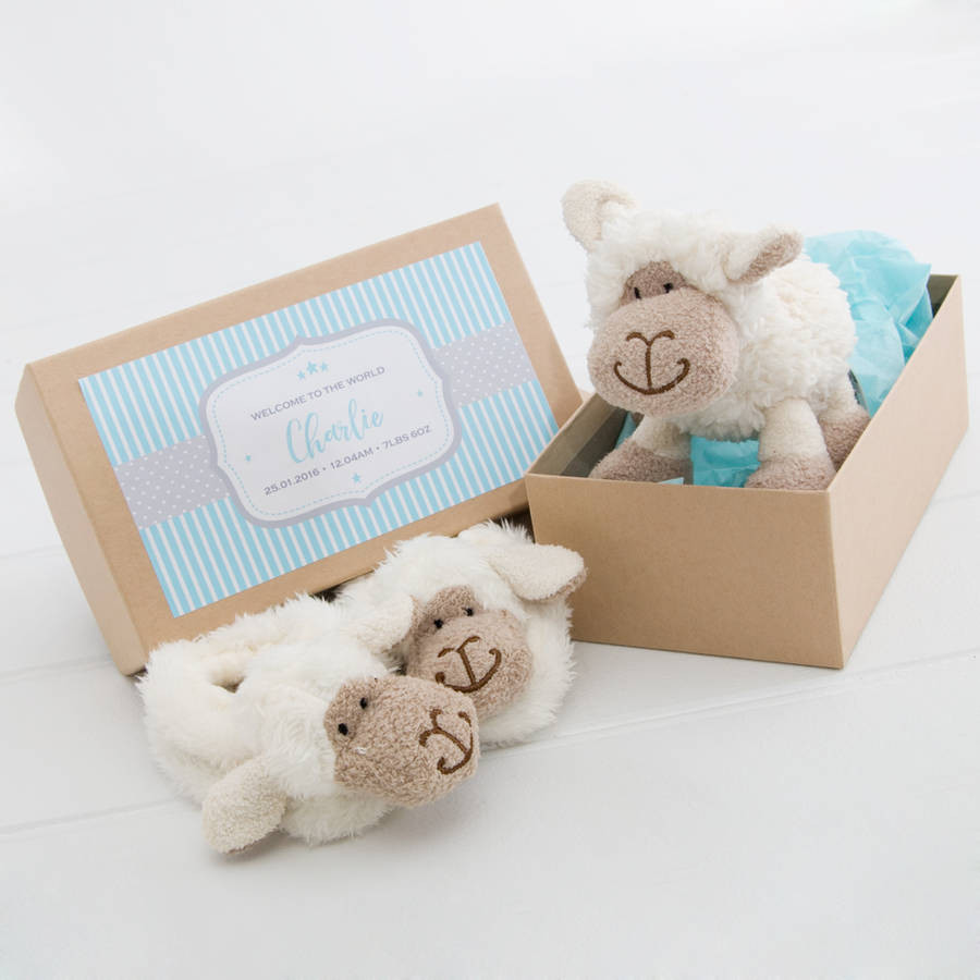 Lamb Baby Gifts
 personalised new baby lamb t box by milly bee