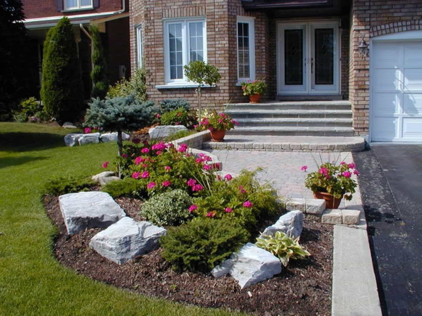 Landscape Designs For Small Yards
 Small Front Yard With Boulders And Shrubs Small Front