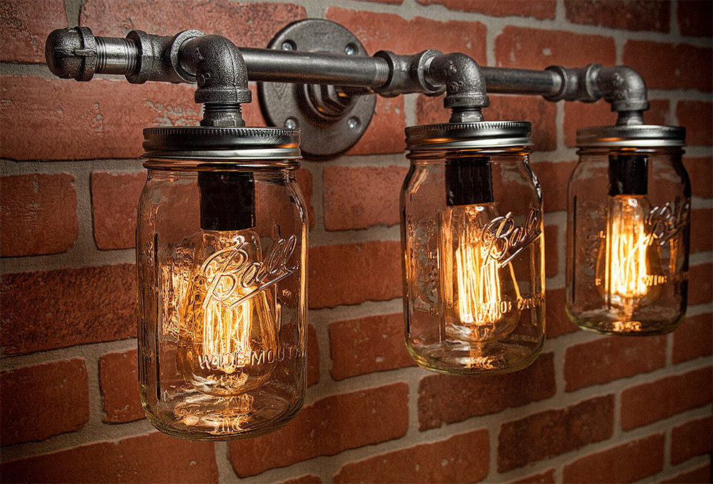 Mason Jar Bathroom Light Fixtures
 Mason Jar Light Fixture Industrial Light Light Rustic