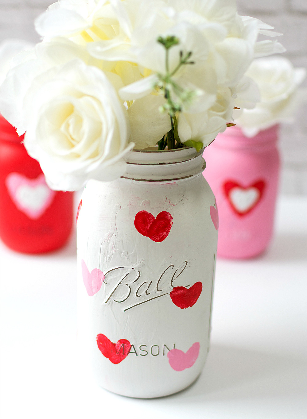 Mason Jar Valentine Gift Ideas
 Valentine Kid Craft Thumbprint Heart Jars It All Started