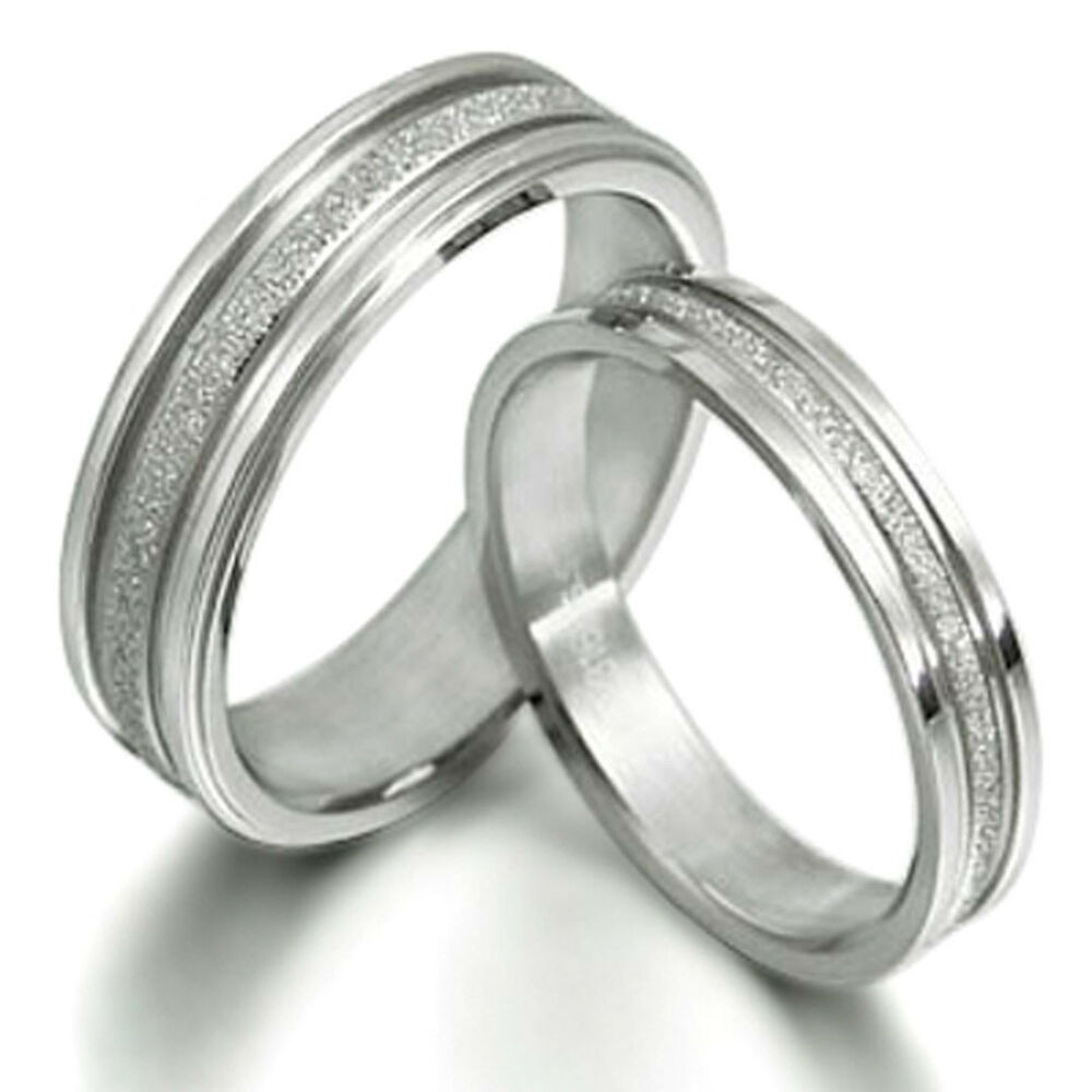 Matching Wedding Band Sets
 Uni His and Her Silver Scrub Matching Wedding Bands