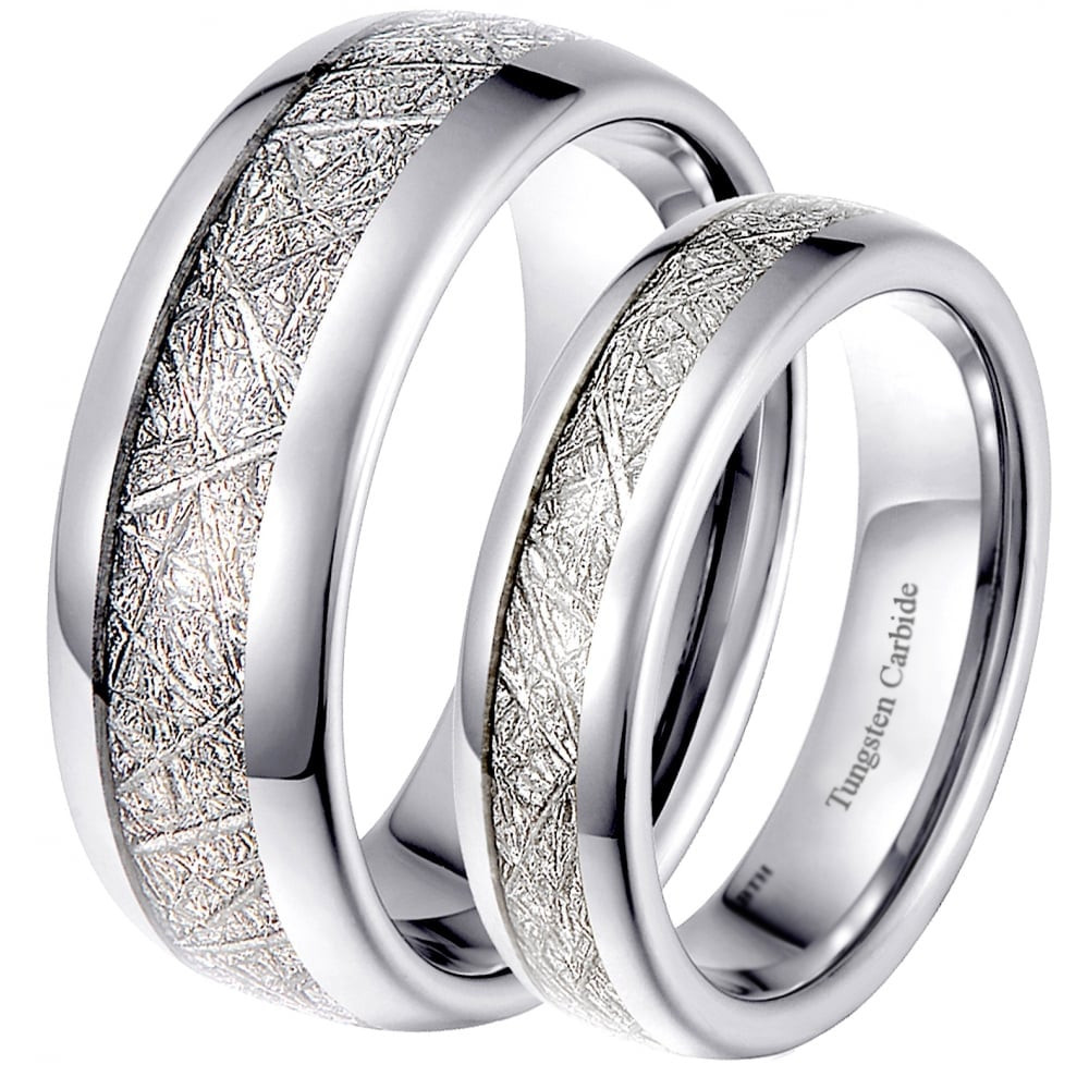 Matching Wedding Band Sets
 His and Hers Matching Tungsten Meteorite Wedding Couple