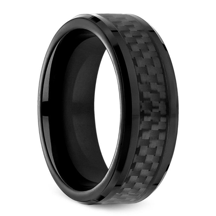 Mens Carbon Fiber Wedding Band
 Black Carbon Fiber Men s Wedding Ring in Cobalt