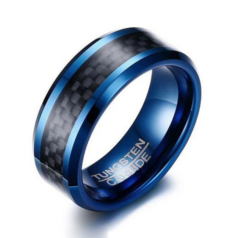 Mens Carbon Fiber Wedding Band
 Mens Fashion 8mm Band Ring Quality Tungsten Carbide
