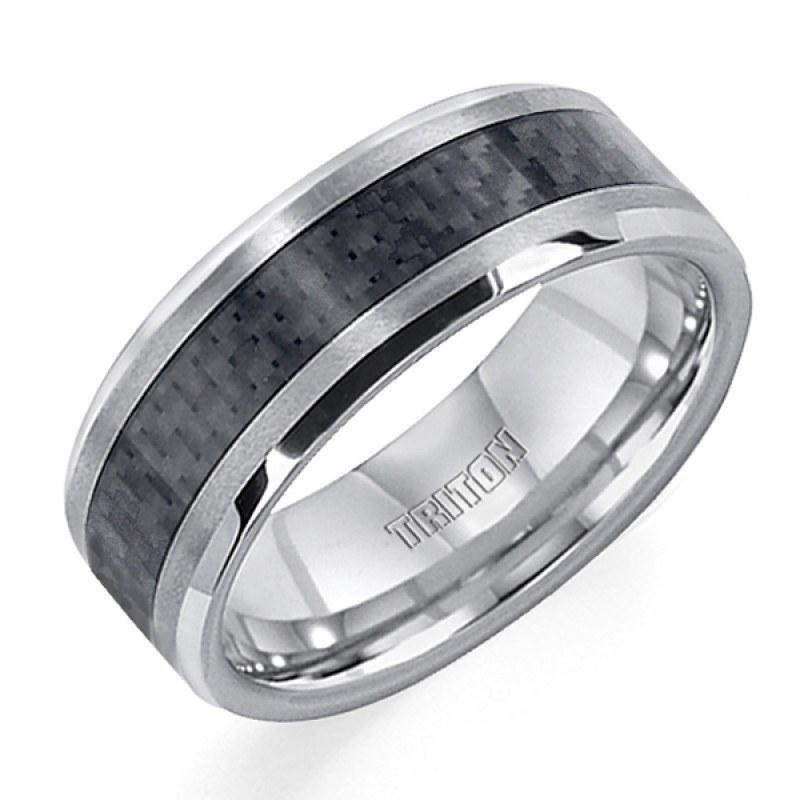 Mens Carbon Fiber Wedding Band
 8mm wide tungsten carbide mens wedding band with carbon