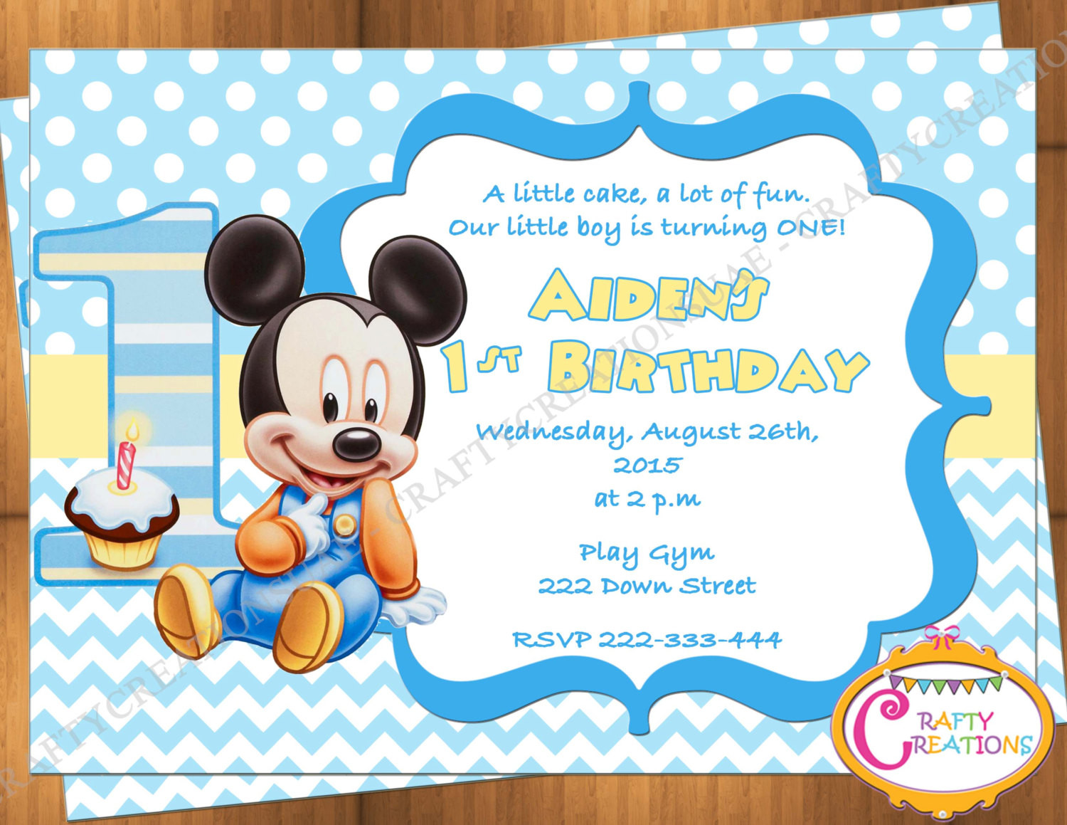 Mickey First Birthday Invitations
 Baby Mickey Mouse First Birthday Invitation Mickey Mouse 1st