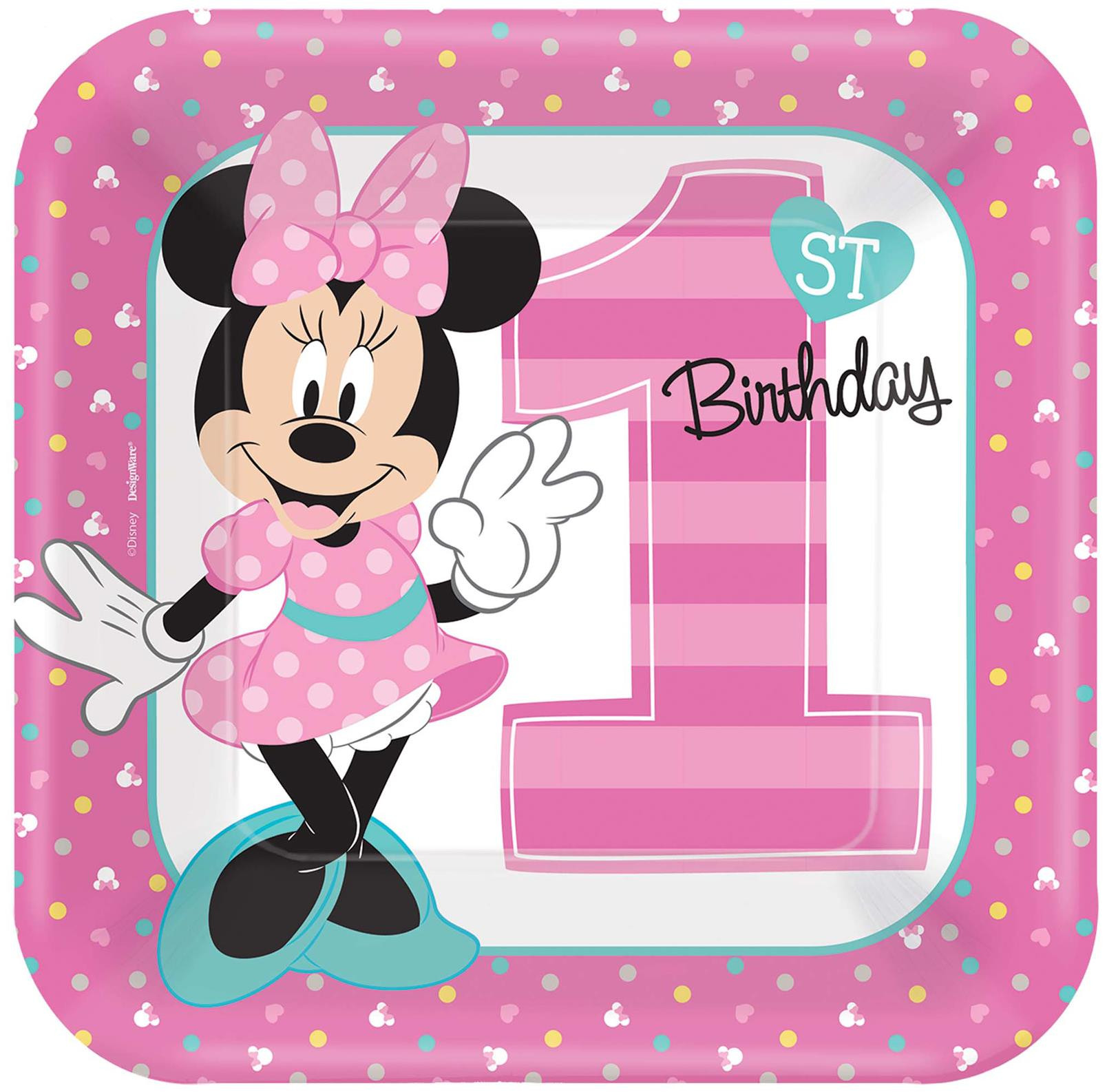 Minnie Mouse 1st Birthday Decorations
 Disney Minnie Mouse 1st Birthday Dinner Plates PartyBell