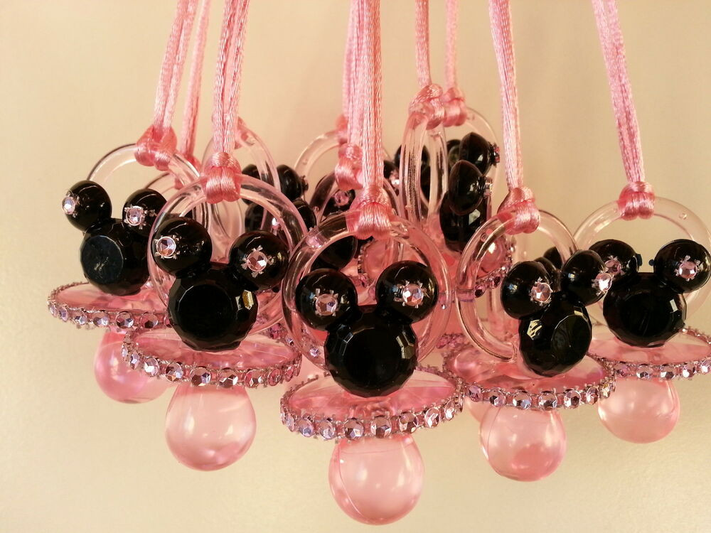 Minnie Mouse Baby Shower Decorations Ideas
 12 Minnie Mouse Pink Pacifier Necklaces Baby Shower Game