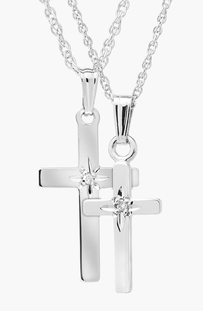 Mom Necklace White Gold
 Mignonette 14k White Gold & Diamond Cross Mother