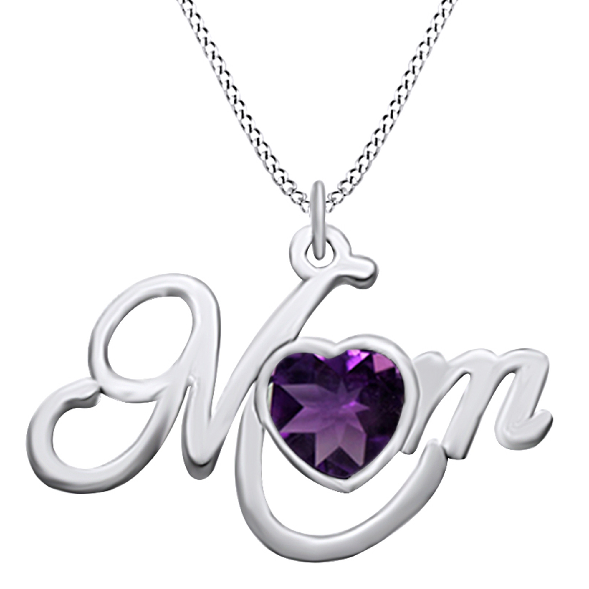 Mom Necklace White Gold
 Mother s Day Jewelry Gifts Heart Cut Simulated Amethyst