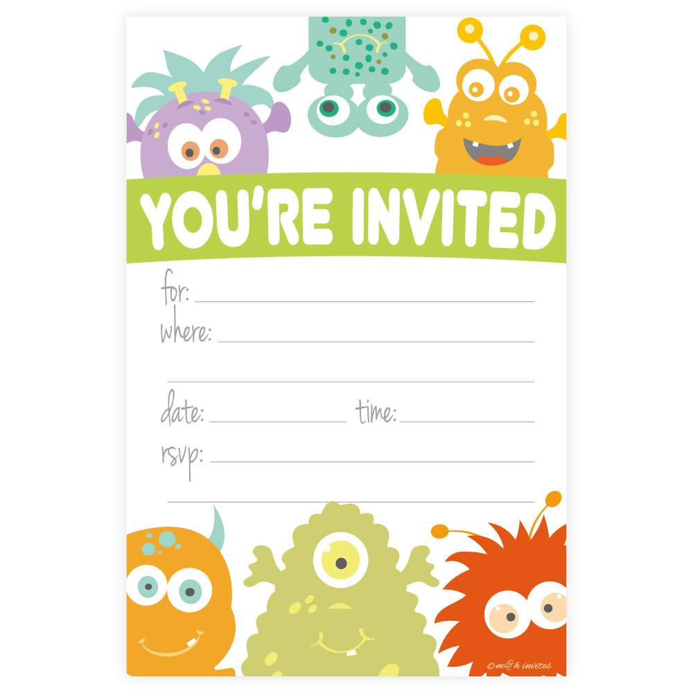 Monster Birthday Party Invitations
 Monster Theme Birthday Invitations