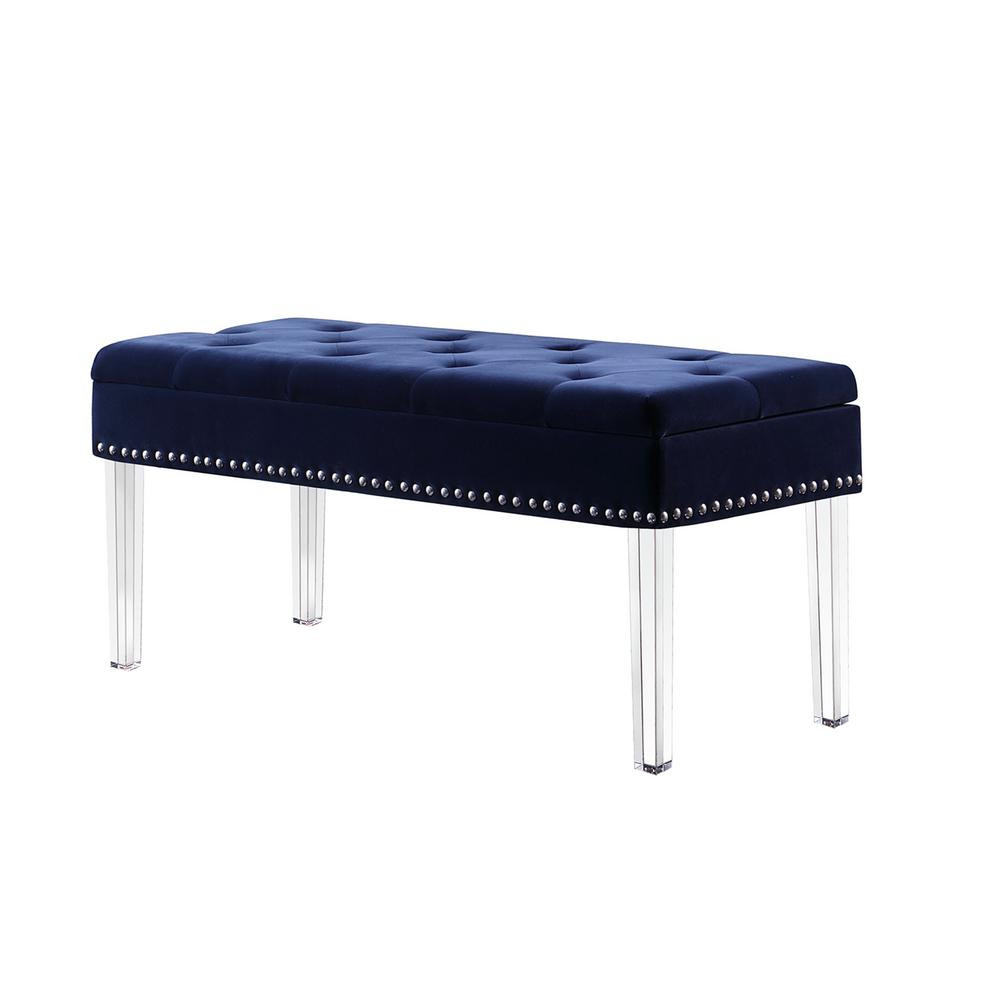 Navy Storage Bench
 Home Decorators Collection 18 in Navy Blue Tufted Mid