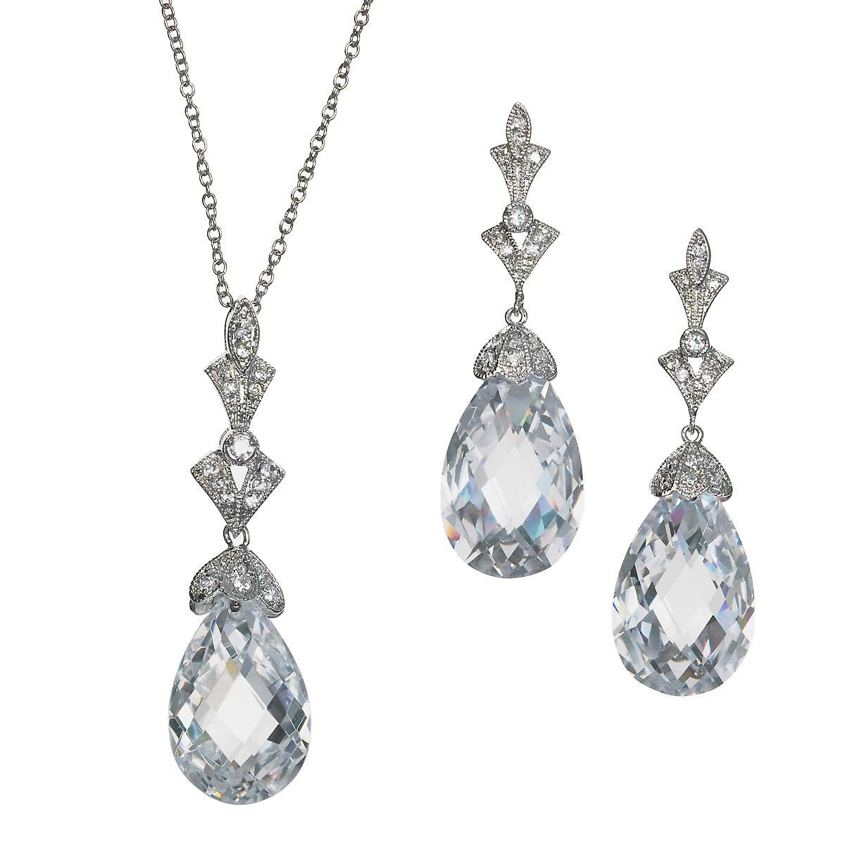 Necklace And Earring Sets
 Lydia Art Deco Crystal Necklace and Earring Set