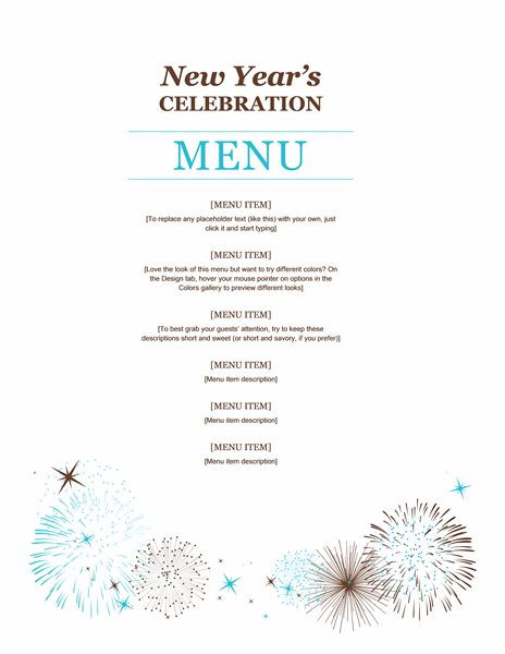 New Years Eve Dinner Party Menu
 New year party menu template