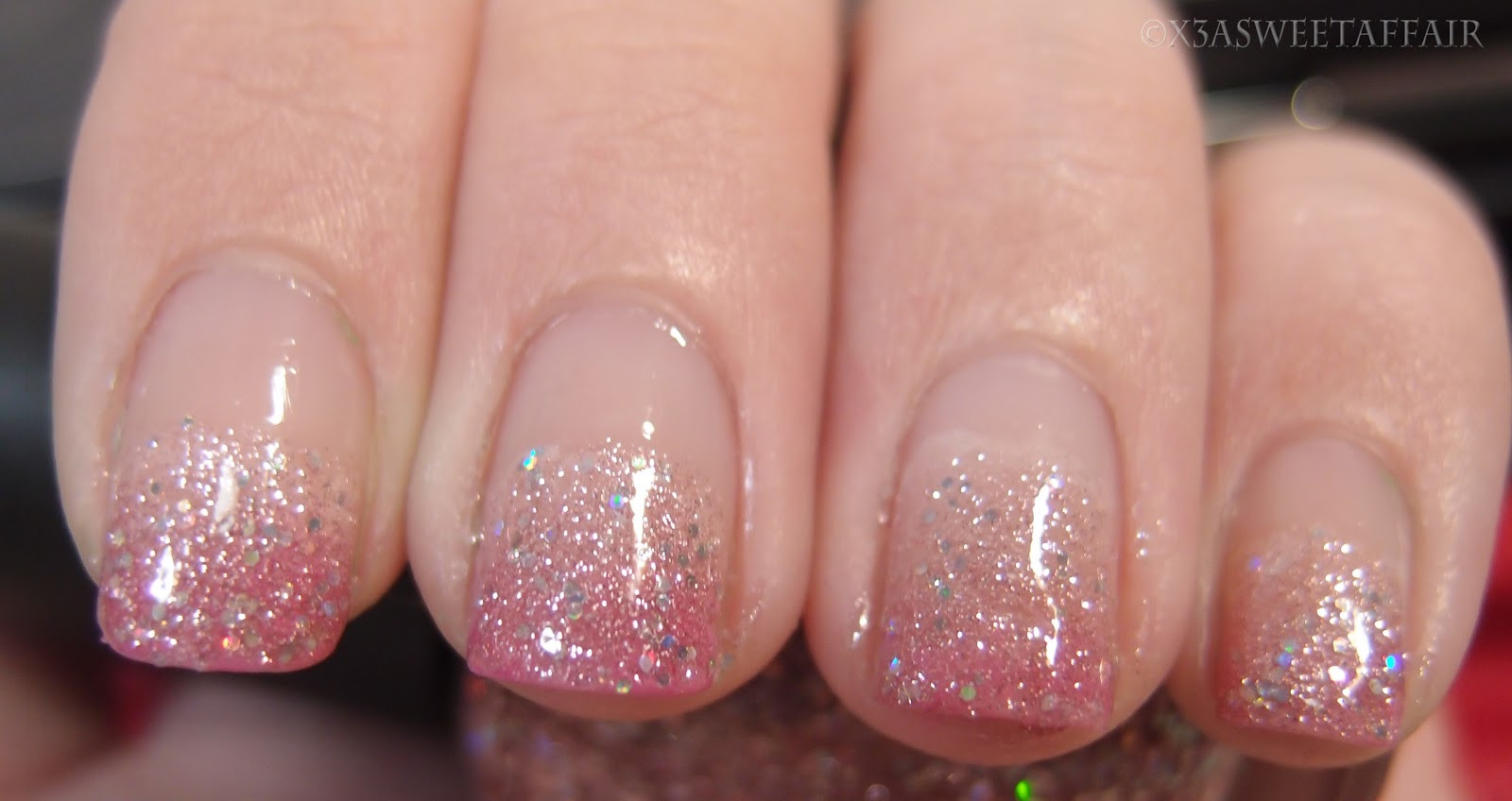 Ombre Nails With Glitter
 x3ASweetAffair Naturally Nails Pink ombre glitter