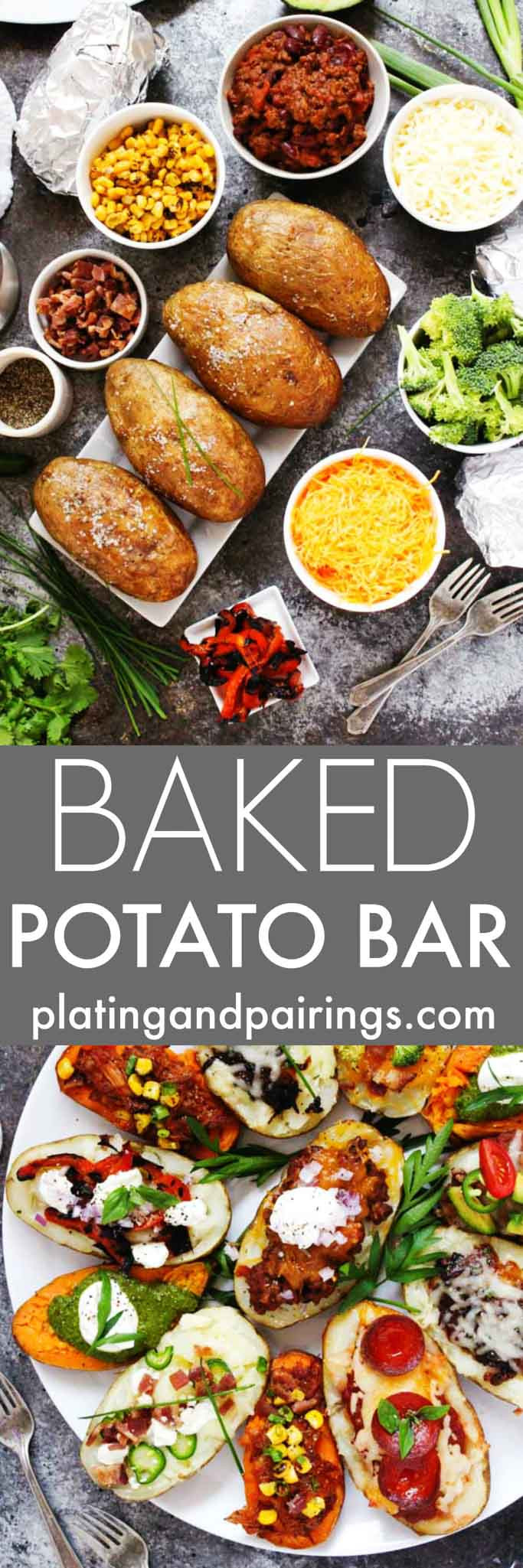 Potato Bar Toppings
 Baked Potato Bar How To with Free Printable