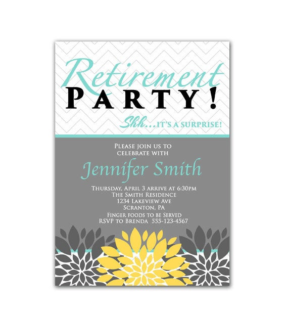 Retirement Party Invitation Ideas
 Surprise Retirement Party Invitation Blue Yellow by