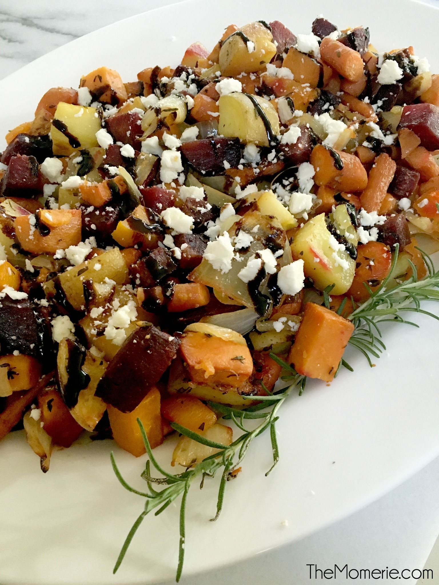 Roasted Vegetables With Balsamic Glaze
 Roasted Root Ve ables with Feta and Balsamic Glaze