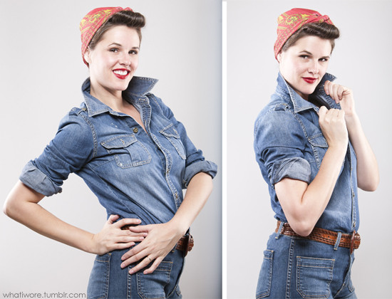Rosie The Riveter Costume DIY
 Homemade Halloween Rosie the Riveter on What I Wore