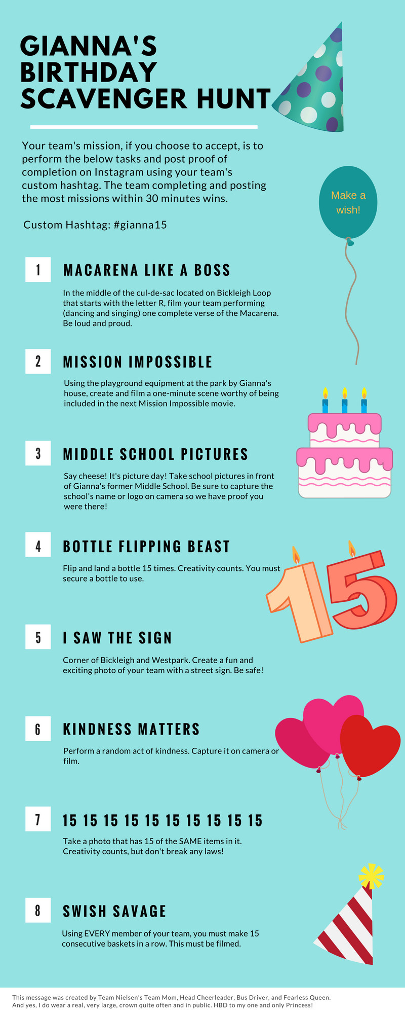 Scavenger Hunt Birthday Party Ideas
 I created this DIY scavenger hunt for my daughter s 15th