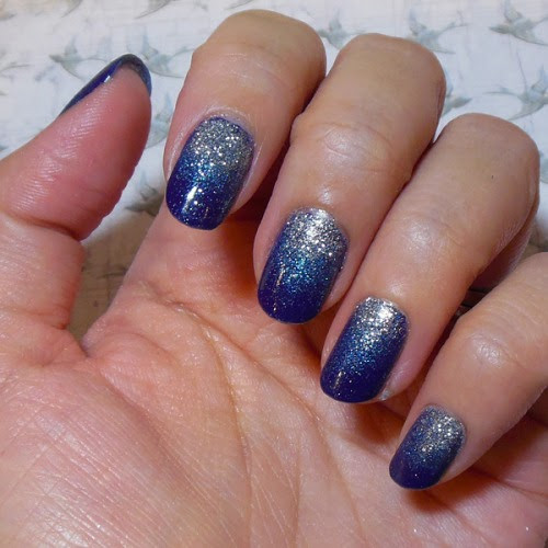 Silver Glitter Ombre Nails
 The Makeup Box Starry Starry Night Navy and Silver