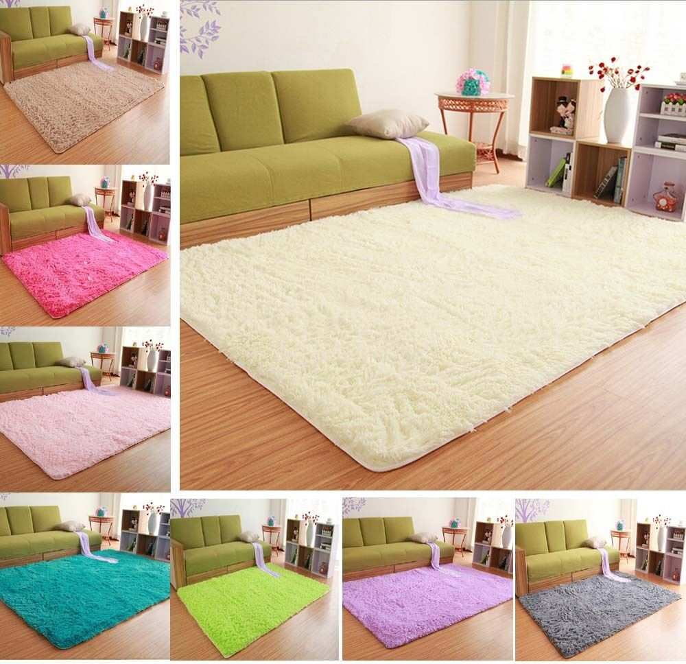 Small Bedroom Rugs
 Solid Small Size Fluffy Anti skid Shaggy Area Rug