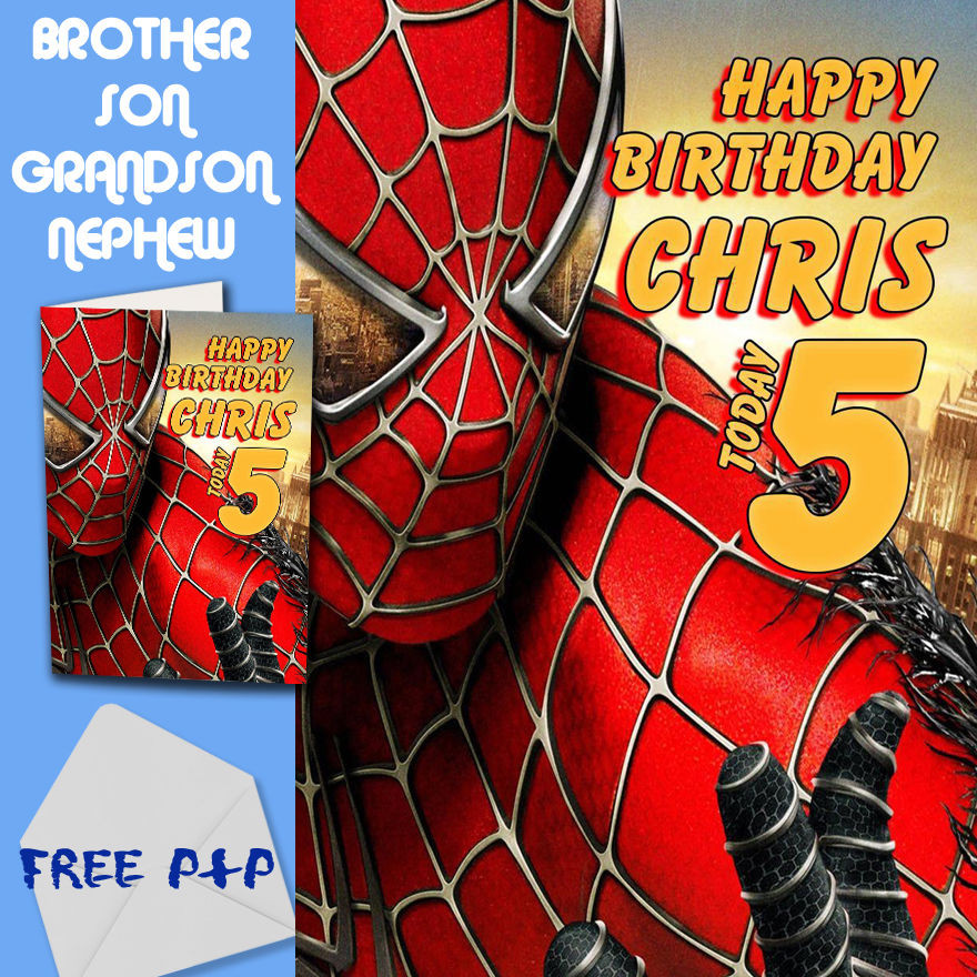 Spiderman Birthday Card
 SPIDERMAN PERSONALISED Birthday Card Son Brother Nephew
