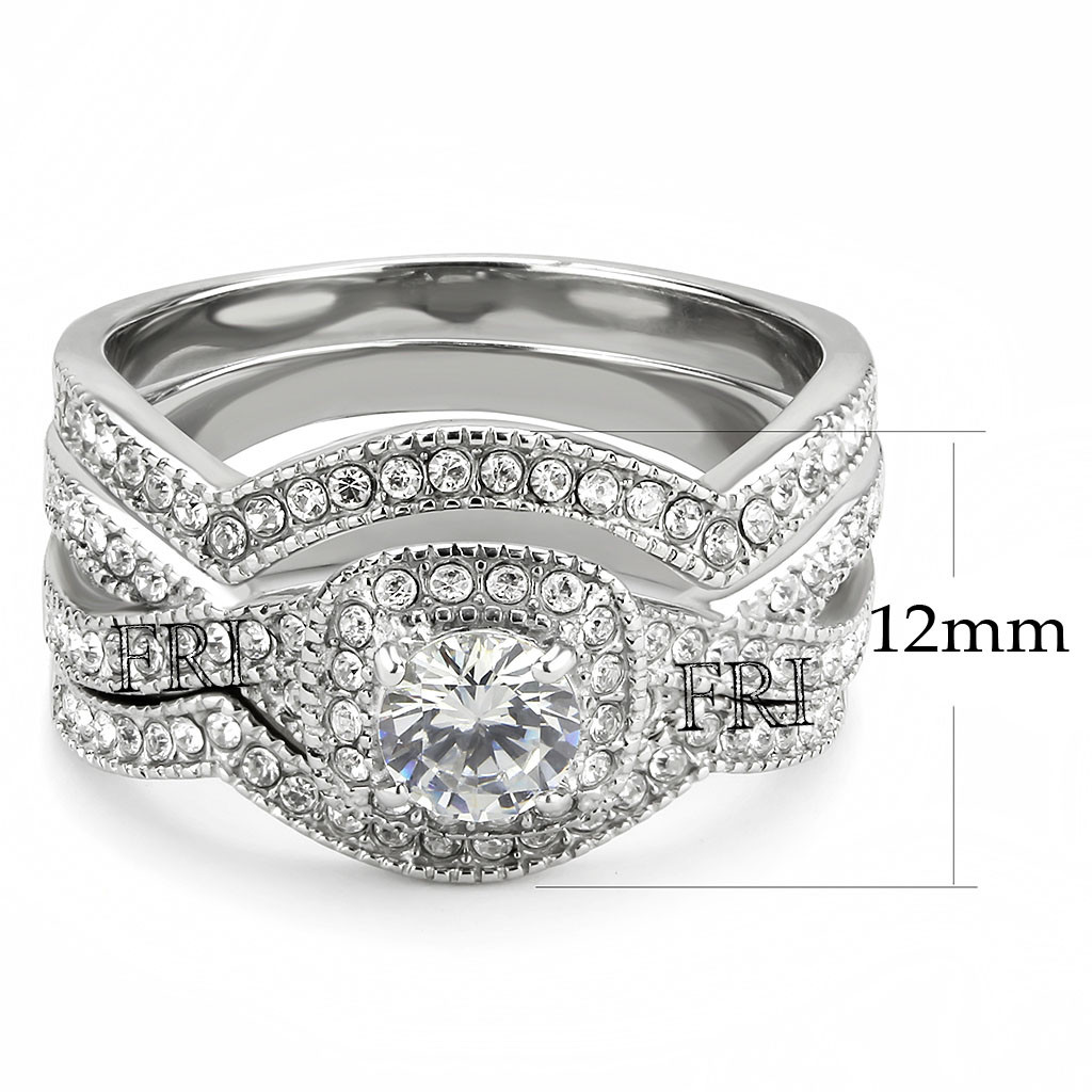 Stainless Steel Cubic Zirconia Wedding Ring Sets
 Stainless Steel Women s Infinity Wedding Ring Set Halo