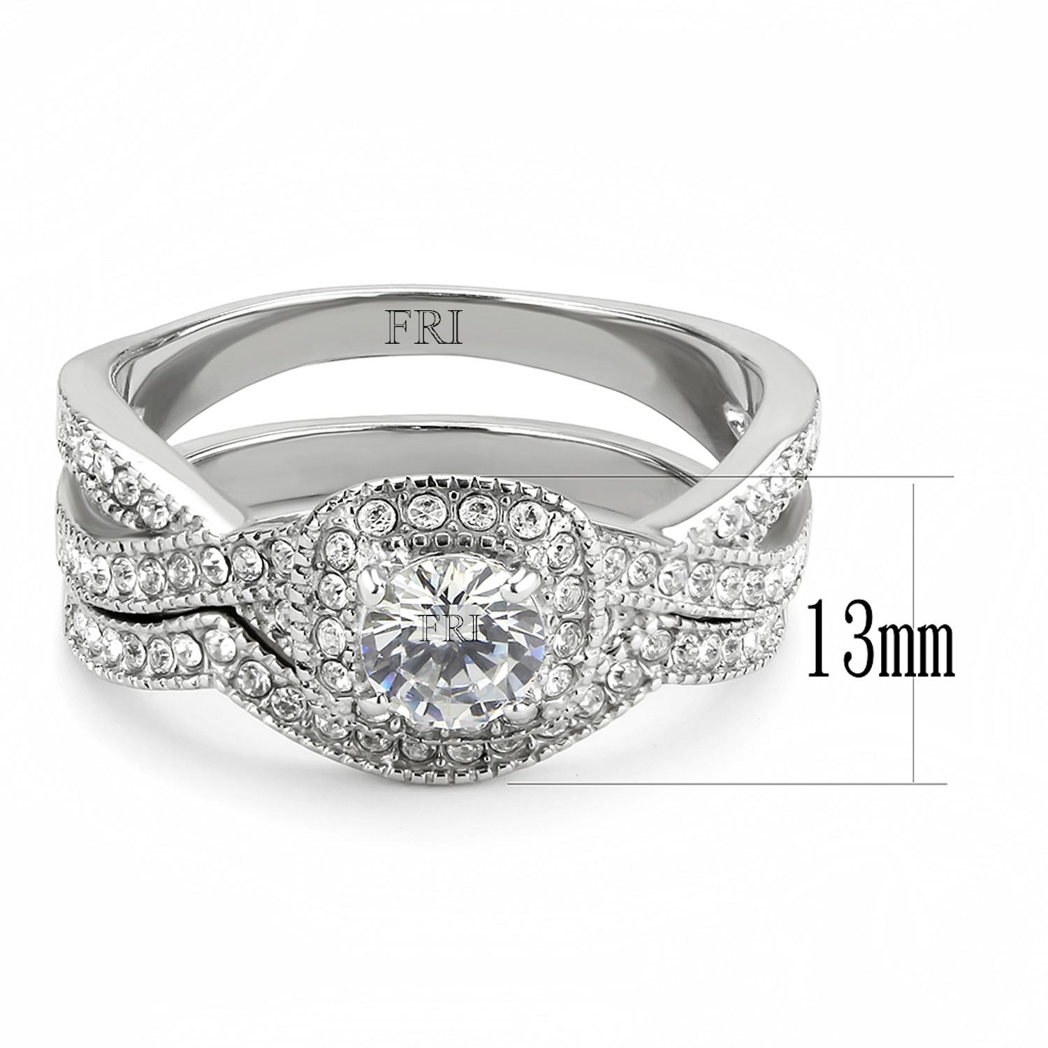 Stainless Steel Cubic Zirconia Wedding Ring Sets
 Stainless Steel Women s Infinity Wedding Ring Set Halo