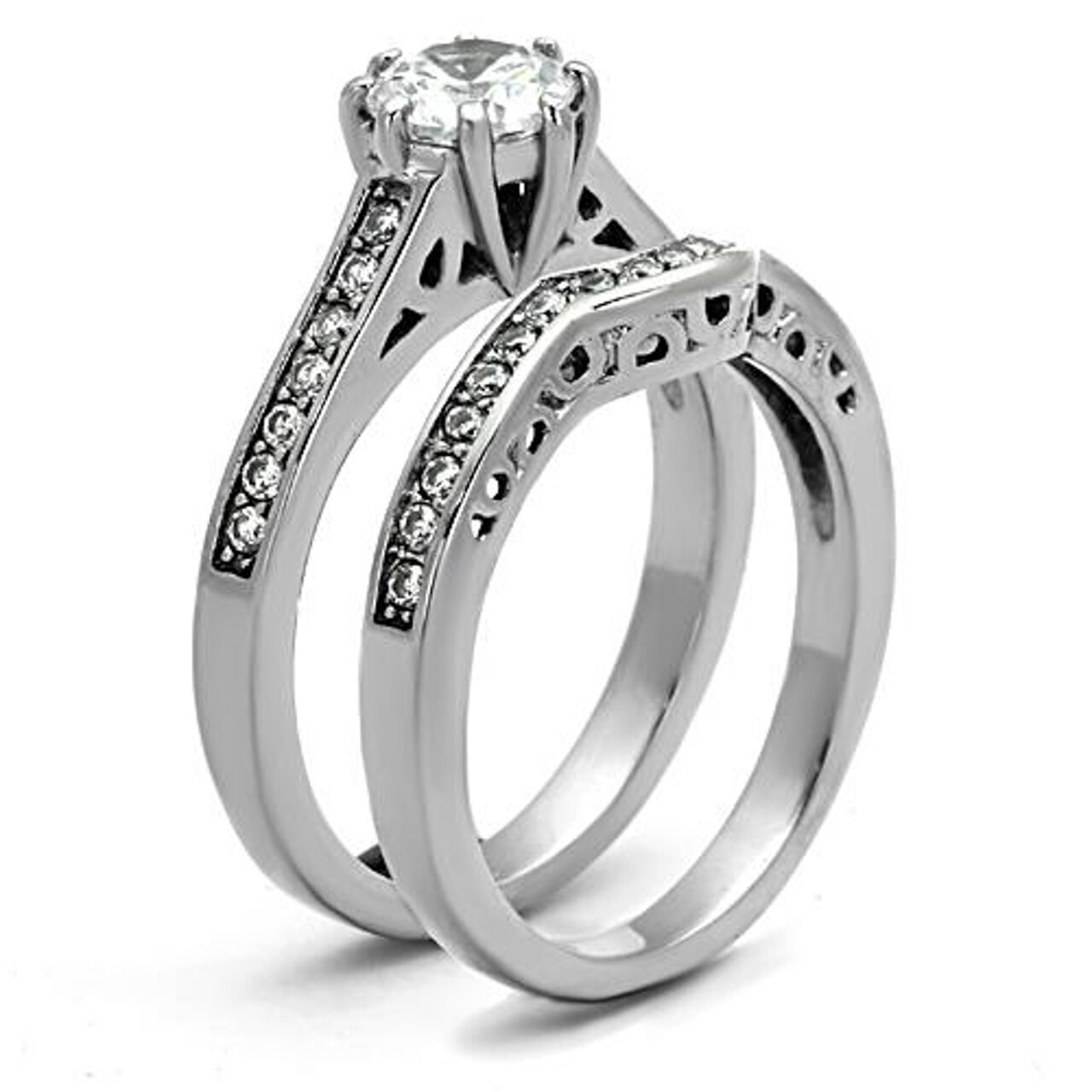 Stainless Steel Cubic Zirconia Wedding Ring Sets
 ARTK1330 Stainless Steel 316l 1 85 Ct Cubic Zirconia