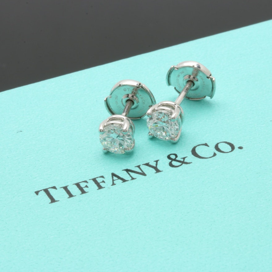 Tiffany Diamond Stud Earrings
 Tiffany & Co Platinum 1 15 CTW Diamond Stud Earrings