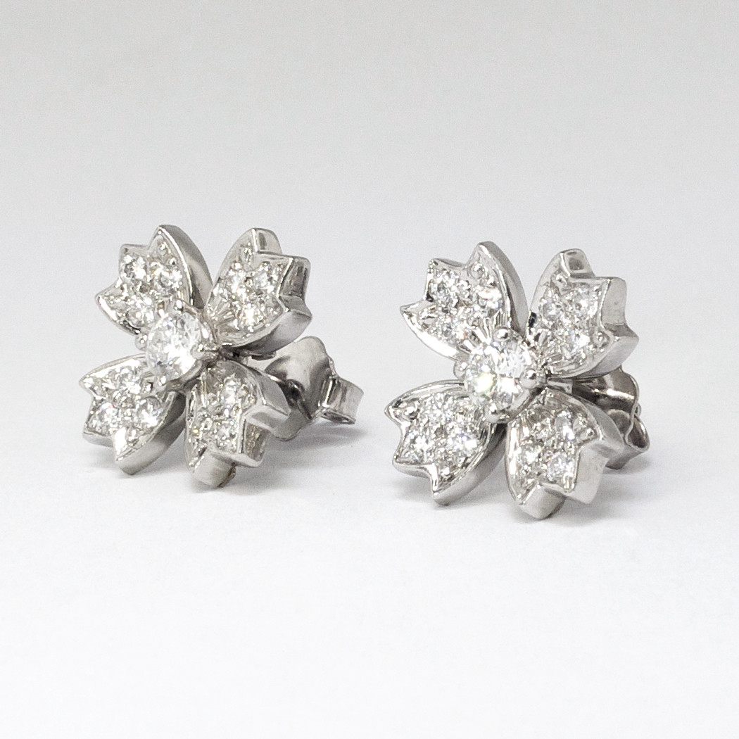 Tiffany Diamond Stud Earrings
 Estate Tiffany & Co 70ct t w Diamond Floret Snowflake