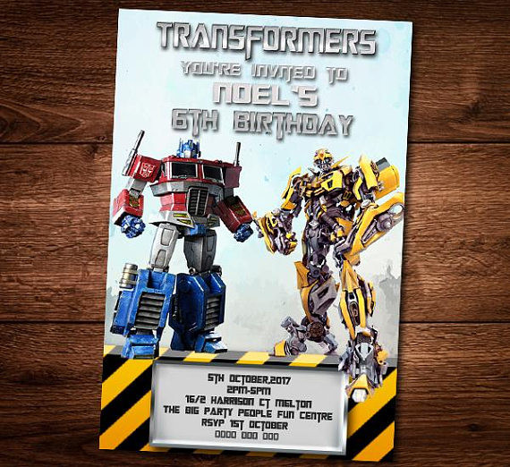Transformers Birthday Invitations
 Transformers Birthday invitation Card Bumble Bee Optimus