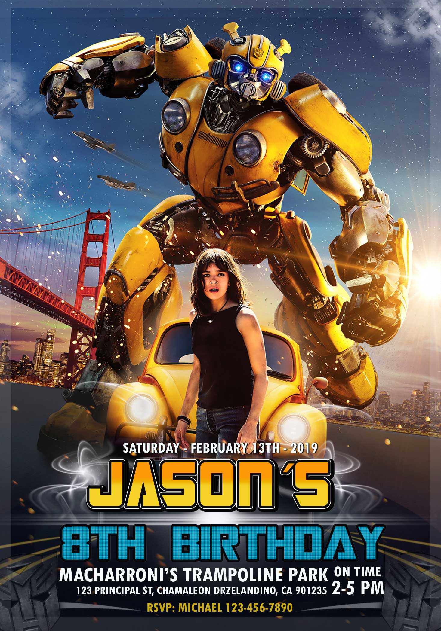Transformers Birthday Invitations
 Bumblebee Transformer Movie Birthday Invitation
